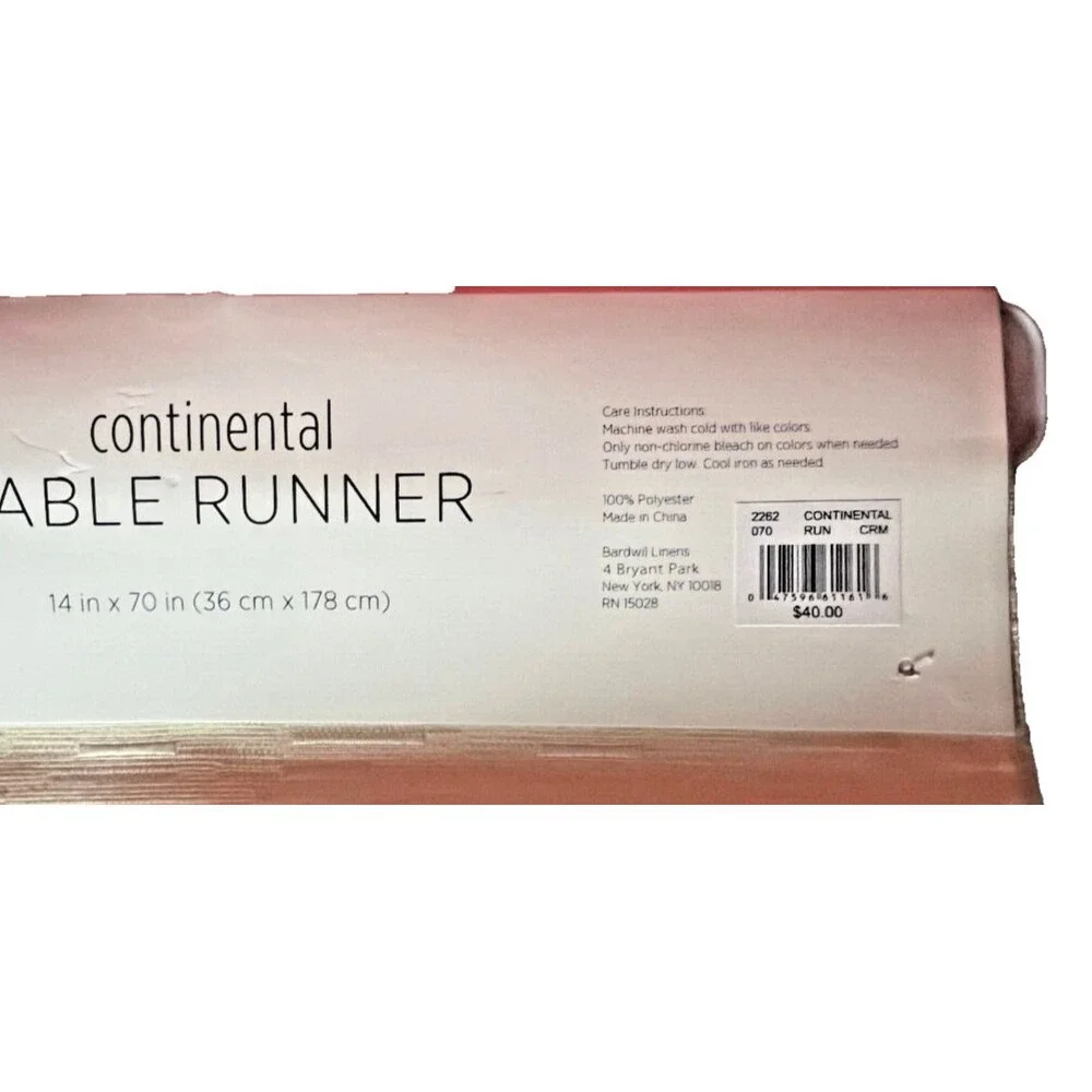 Continental Collection Cream Ivory Table Runner 14x70